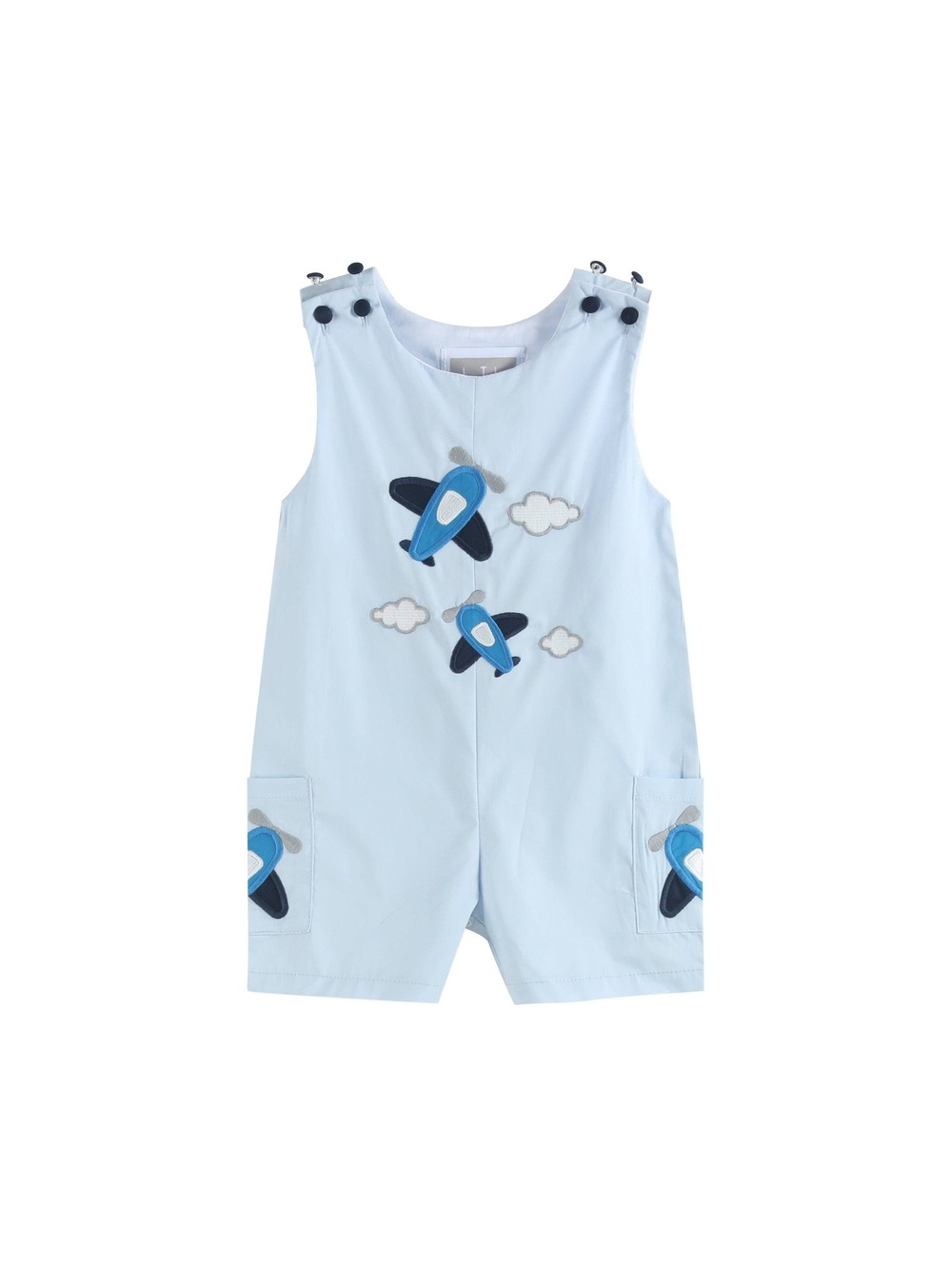 Lil Cactus Blue Airplane Applique Shortalls 18 24 Months Boys Romper